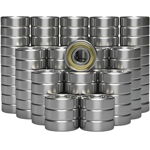 100 PCS 608-ZZ Ball Bearing - Double Metal Sealed Shielded Miniature Deep Groove Bearings for Furniture Wheel, Skateboards, Inline Skates, Scooters, Roller Blade Skates (8mm x 22mm x 7mm)
