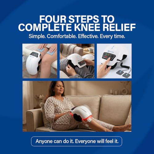 Image of Thera Joint Knee Massager for Joint Pain Relief, Heat Vibration Red Light & TENS Pads Included, 9-Level Precision, Rechargeable, Arthritis Sports Injury - Men Women Elderly