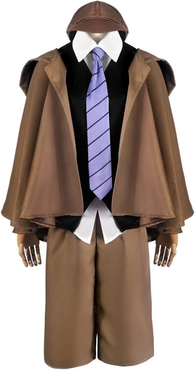 UPUPCOS Anime Bungo Stray Dogs Cosplay Costume Ranpo Edogawa Detective Cosplay Uniform With Hat Halloween Party