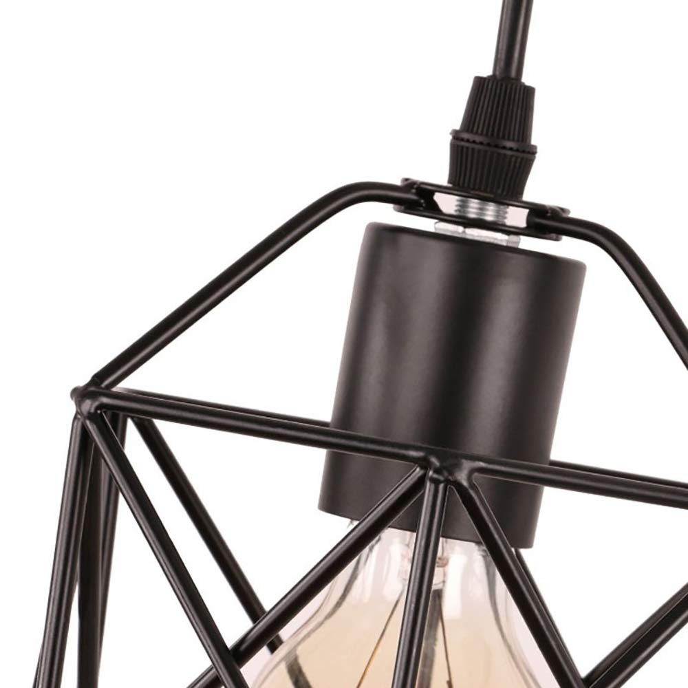 Mengjay E27 Vintage Industriale Sospensione Lampada Gabbia Lampada a Soffitto in Metallo,Creativo Lampadario a Soffitto Sospensione Geometrico Deformabile Regolabile Gabbia Pieghevole (Oro