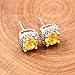 Tobestu Cubic Zirconia Earrings Studs, Yellow CZ Crystal Stud Earrings Silver Color Square Halo Stud Earrings Set for Women Y4139 (Yellow)