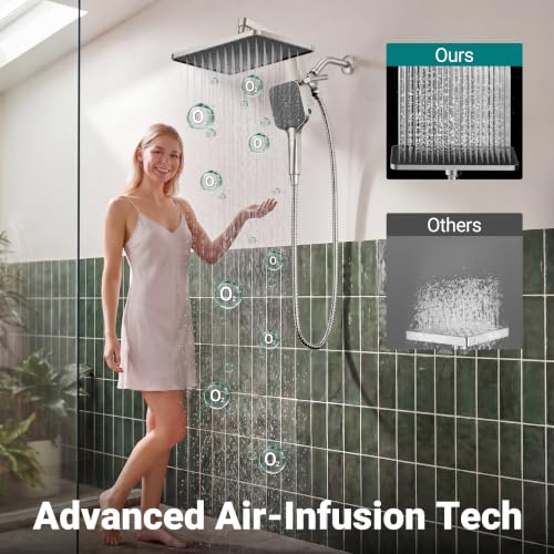 KOSNEW 12" Rainfall Shower Head & Handheld Combo (various) - image 3