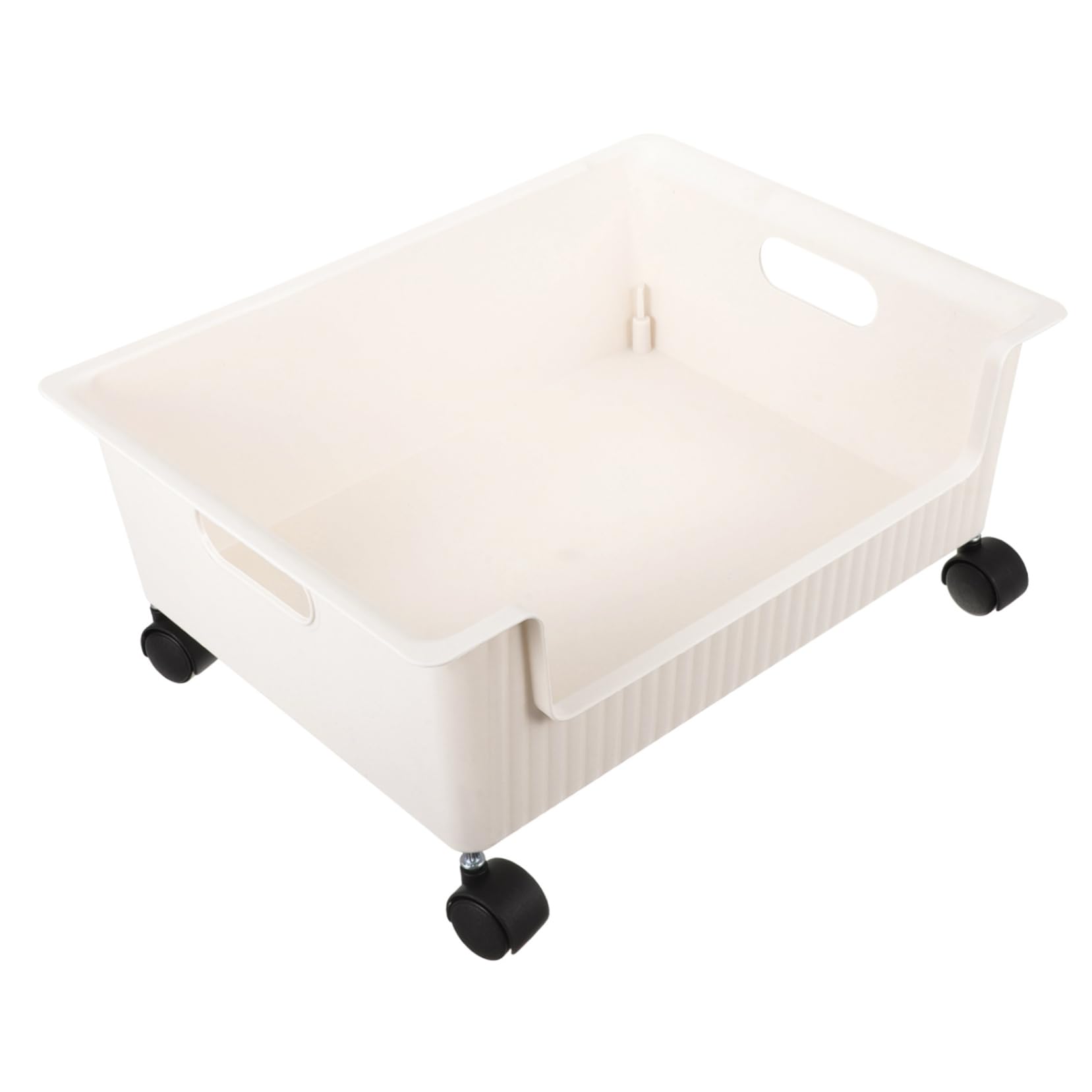 Boîte de rangement en plastique blanc multifonctionnelle grand volume à roulettes