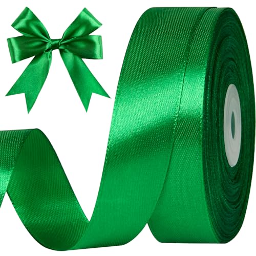CLUEWR Emerald Green Satin Ribbon 1 Inch 50 Yards