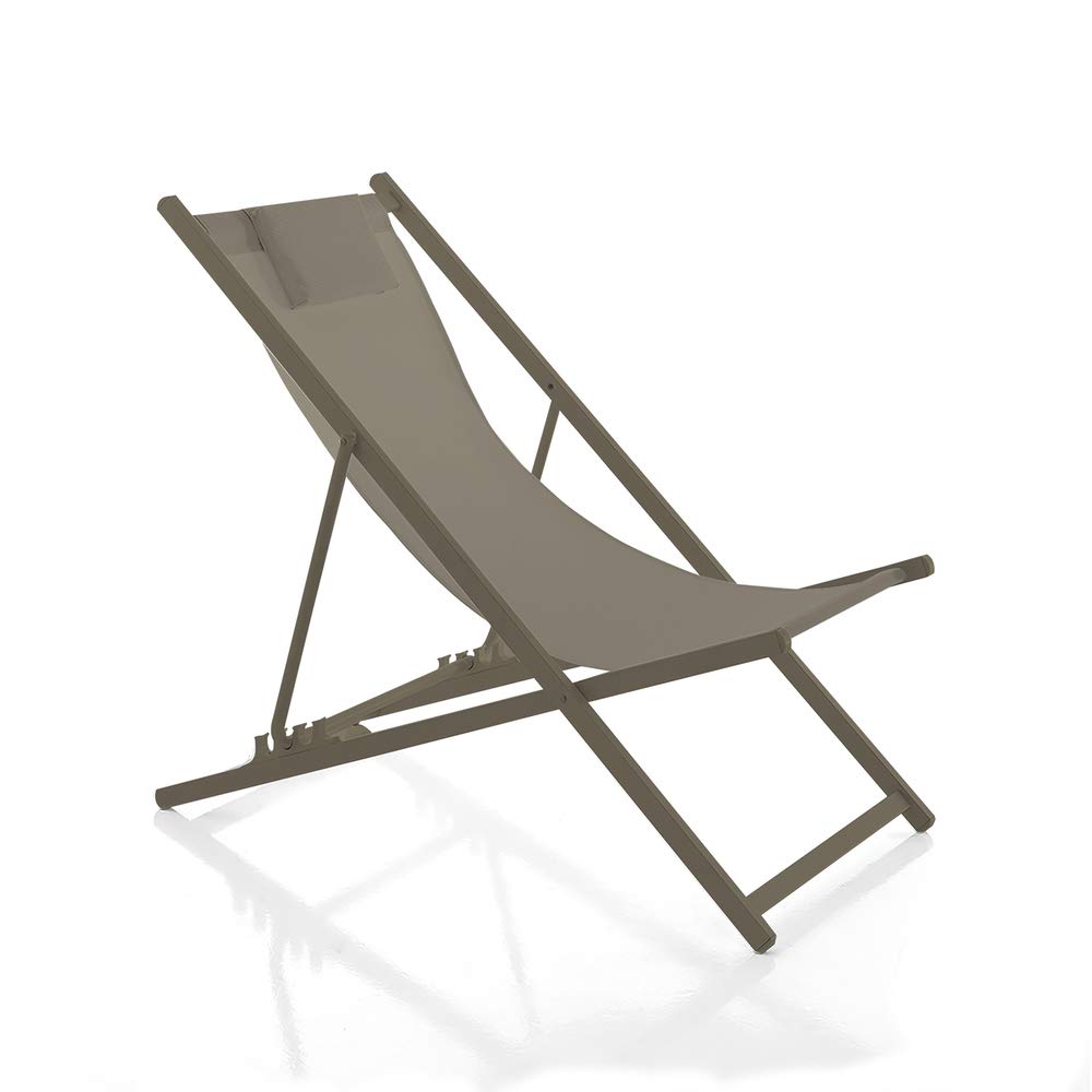 VERDELOOK Sdraio pieghevole in metallo tortora 101x63x86cm, serie infinity