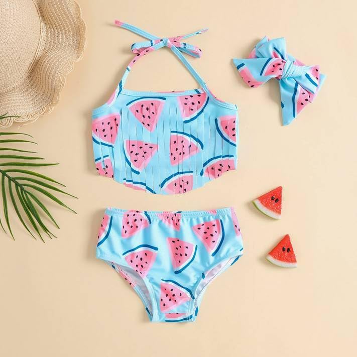 Image of Baby Bucket Girls Stylish Two-Piece Swimsuit| Baby Girl Bikini Swimsuit with Headband