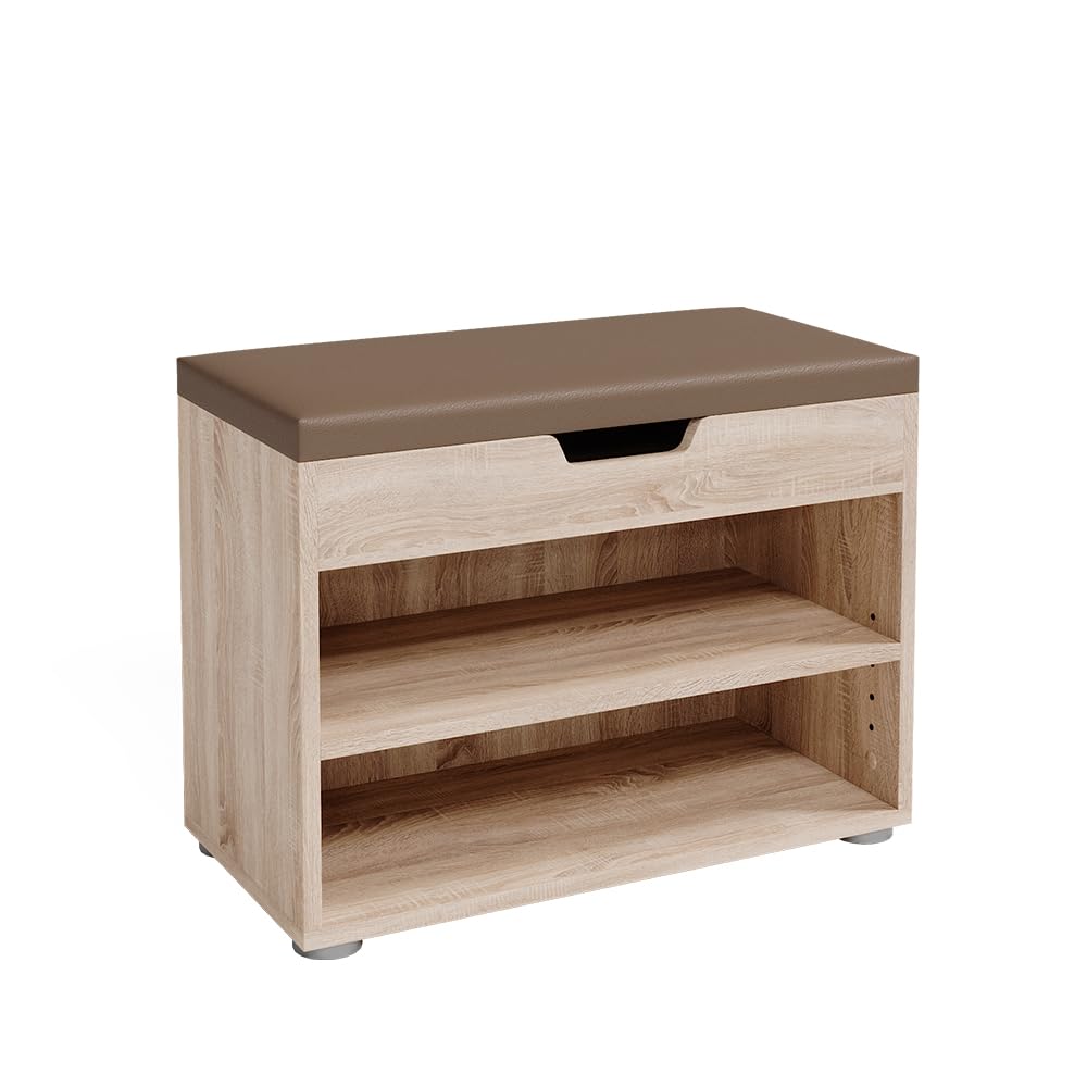 Vicco Banco para Zapatos Rolfe, Sonoma, 60 x 45 cm | para almacenamiento de zapatos y compatible con muebles Rolfe