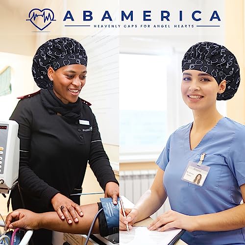 Image of Bouffant Caps with Button and Sweatband, Adjustable Scrub Caps for Women Men, One Size Multi Color