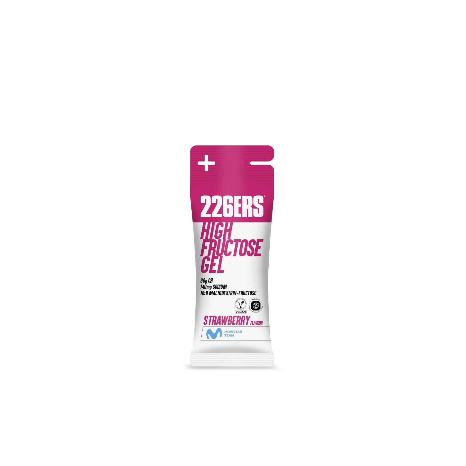 226ERS - High Fructose XS, Gel Energético para Deportistas, con Maltodextrina y Fructosa, Vegano y Sin Gluten, Aporte Hidratos de Carbono, Sabor Fresa, 8 Geles x 44 g