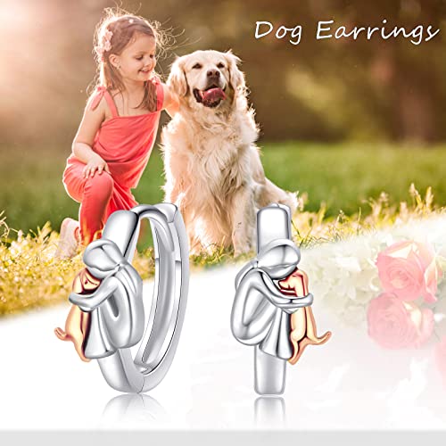 Image of 925 Sterling Silver Dog Earrings Cute Animal Puppy Stud Earrings Dog Jewelry Gifts for Women Girls Pet Lover Hypoallergenic Earrings for Sensitive Ears