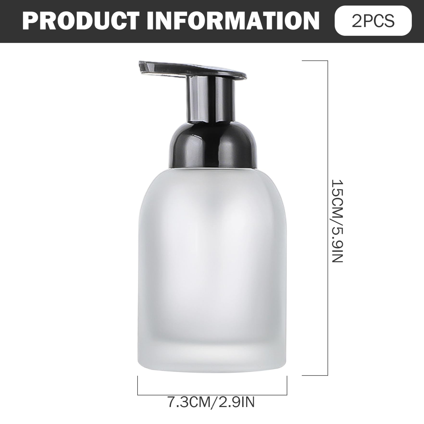 Dispenser di Sapone in Vetro da 2 Pezzi con Pompa Dispenser di Sapone schiumogeno Satinato da 250 ml/8 Once Ricaricabile per Bagno e Cucina