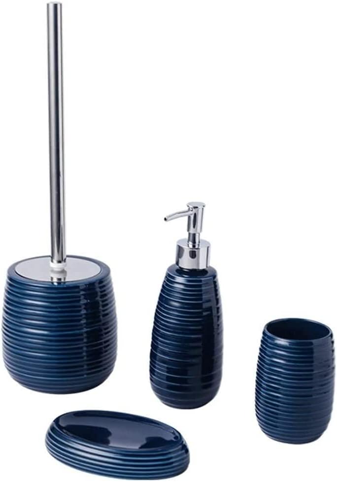 Soap Dispenser Shower dispensers Soap Dispenser with Spiral Pattern Design 4 Piece Bathroom Accessories Set Toothbrush Holder,soap Dish Bottles (4 Piece Bathroom Set)