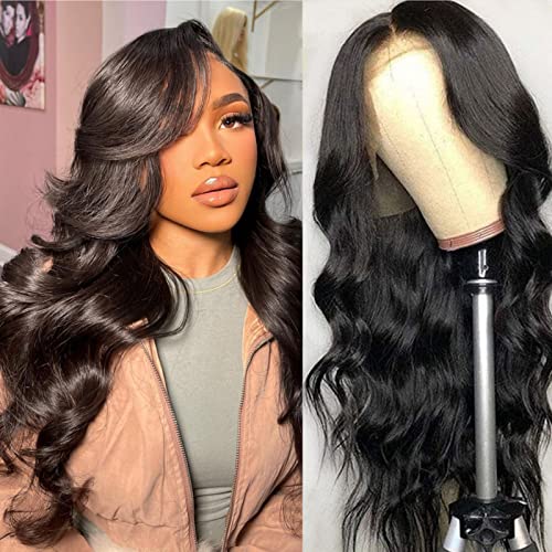 SoHygge 26Inch Lace Front Wigs Human Hair Pre Plucked Bleached Knots with Baby Hair Glueless 13x4 180% Density Brazilian Virgin Lace Frontal Human Hair Wigs for Women Real Natural Black Body Wave Wigs