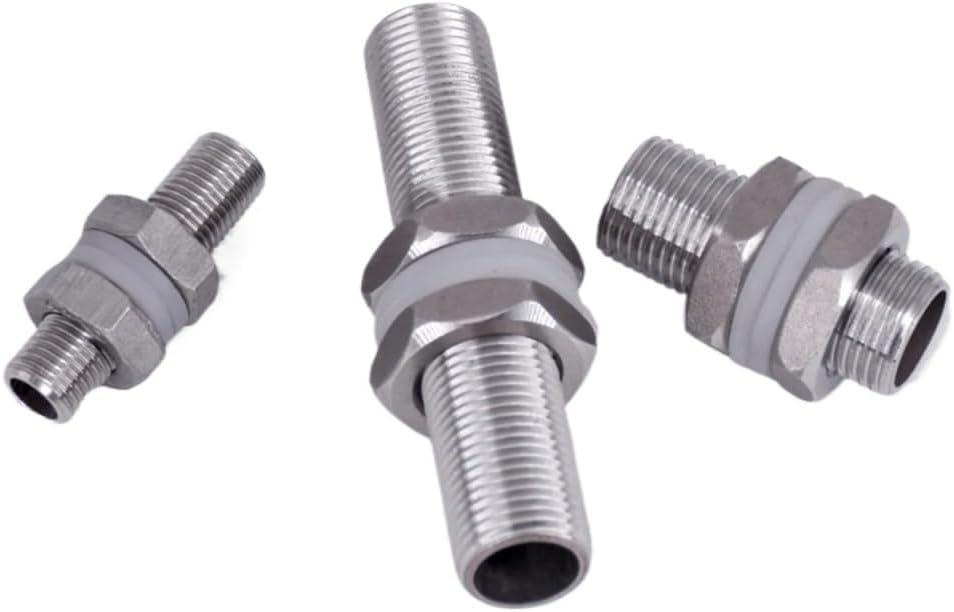 KNvss 1/4" 3/8" 1/2" 3/4" 1" -2" BSP 30 40 50 60 80 100 120 150mm Stainless Full Thread Bulkhead Lock Pipe Fitting Water Tank Aquarium (Color : Length x BSPP Male, Size : 100MM_2")