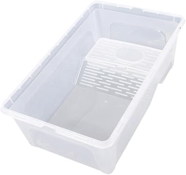 Turtle Tank, Aquarium Reptile Habitat, Hatching Area Pet Display Container, Reptile Breeding Box for Frog, Small Reptile, S