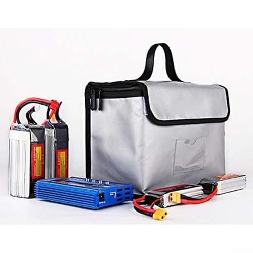 Safe Charging and Storage Bag with Fire Resistant Fabric for