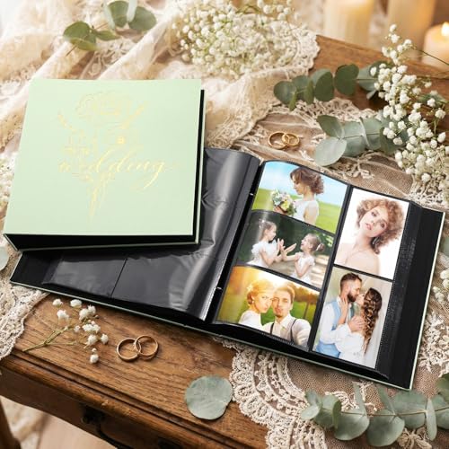 Álbum de fotos de boda antiarrugas con 600 bolsillos para organizar recuerdos guardados 5