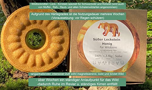 Wildlutscher Leckstein Honig | Extra Harter Wild- Leckstein | Wildbindendes Lockmittel| für Schwarzwild, Rotwild und Raubwild. |Wochenlange Nutzungsdauer | 1,8 kg (14,95 €/kg)