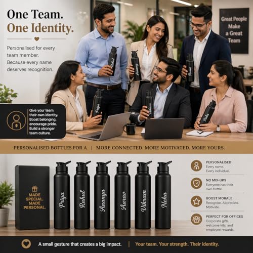 Image of Fitness Mantra Name Customisation 1 Litre Water Bottle | Personalised Bottle with Custom Name Engraving | BPA Free, Leakproof | Ideal for Gym, School & Gifting| Pulse|