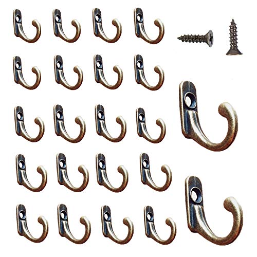 60packs Mini Wall Mounted Coat Hook Ymaiss Single Coat Hanger Metal Kitchen Towel Little Hook Robe Hooks Key Hooks for Hanging Coffee Cups, Jewelry, Key, Hat and Other Small Items Vintage Bronze