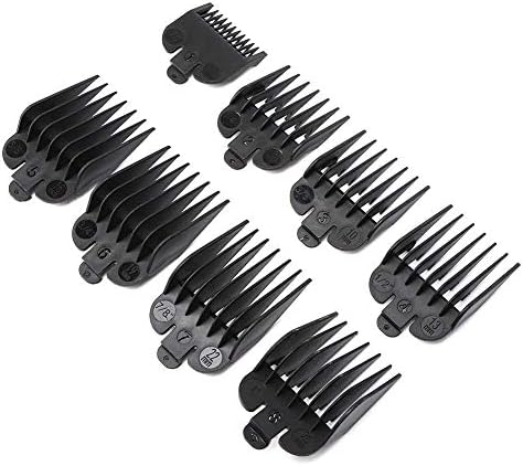 8 Pcs Professional Hair Clipper Combs Guides, Wahl Replacement Guards Set #3171-400 – 1/8” to 1” Fits Most Size Wahl Clippers/Trimmers, Black