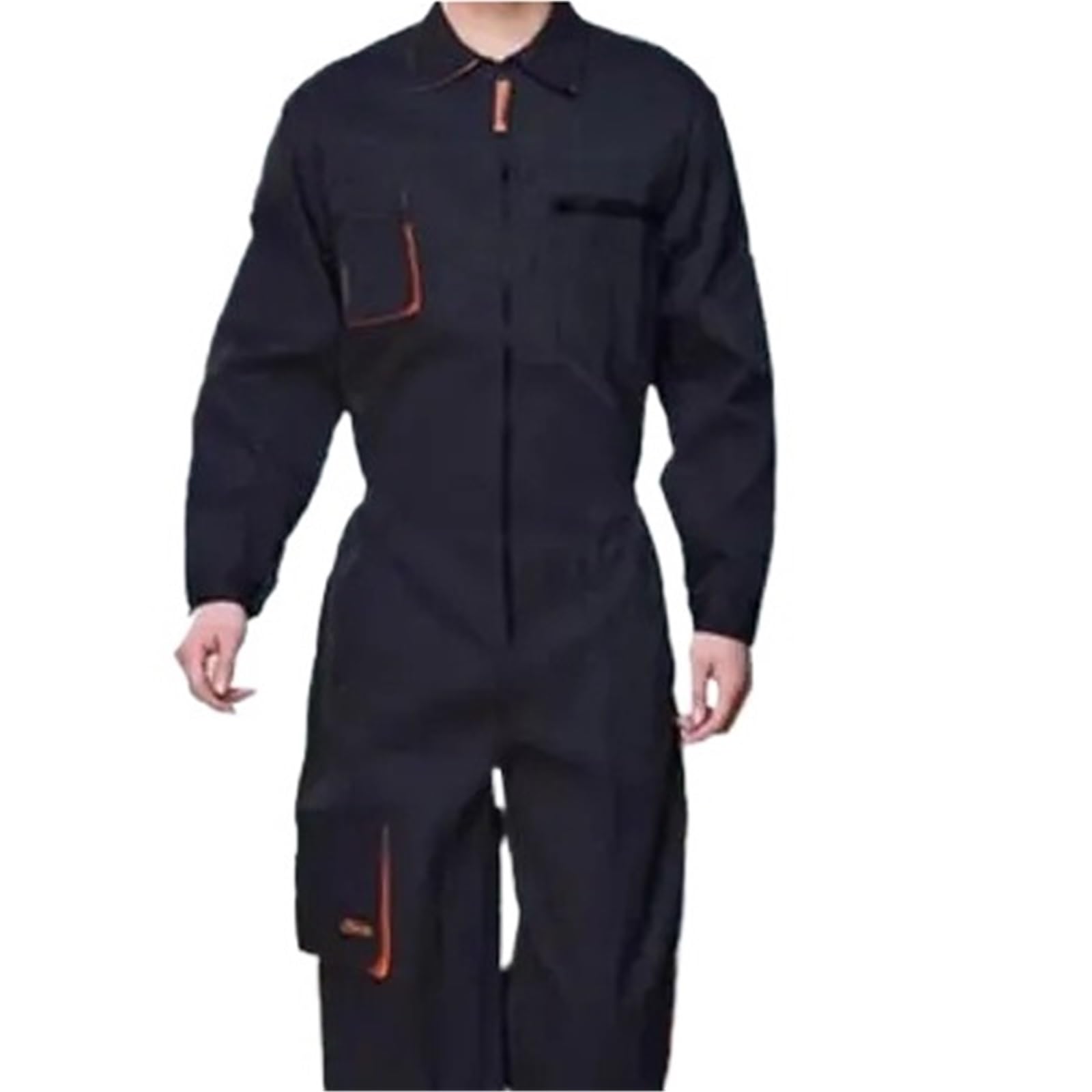Pantaloni Da Lavoro Uomo Tuta da lavoro da uomo e da donna, tuta da meccanico, officina, abbigliamento da lavoro, tasche con patta, tuta da magazzino(Black long sleeve,XL)