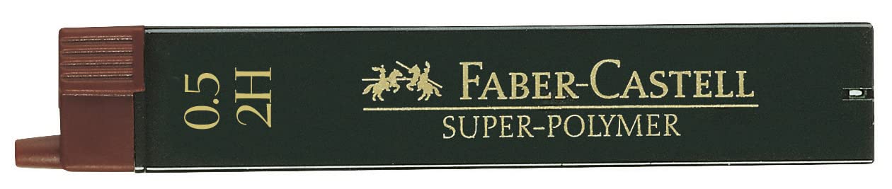 Faber-Castell 9065-2H - Blíster Tubo de 12 Minas 0.5 mm - Negro - 2H - 0.5 mm