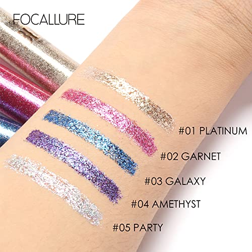 Focallure Glitter Sparkle Liquid Eyeliner,Easy To Color With Gently Brush,Quick Dry Without Skipping Or Smudging,Long Lasting Shimmer Eye Liner Make Up,Amethyst #TOP4