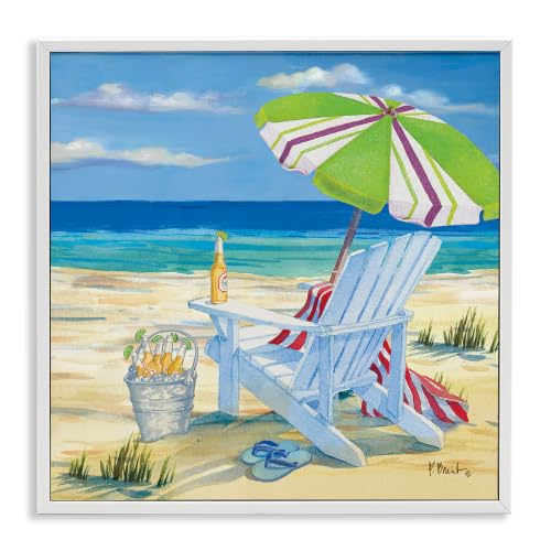 Summer Beer Beach Chair, 17 x 17 Inch Framed Giclée Print