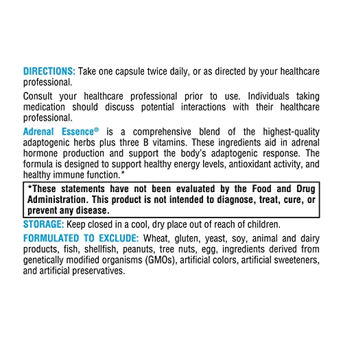 Xymogen Adrenal Essence - Adrenal Support With Adaptogenic Herbs (Cordyceps, Rhodiola Extract, Ginseng) + B Vitamins - Helps Support Healthy Energy Levels And Healthy Immune Function (60 Capsules) #TOP2