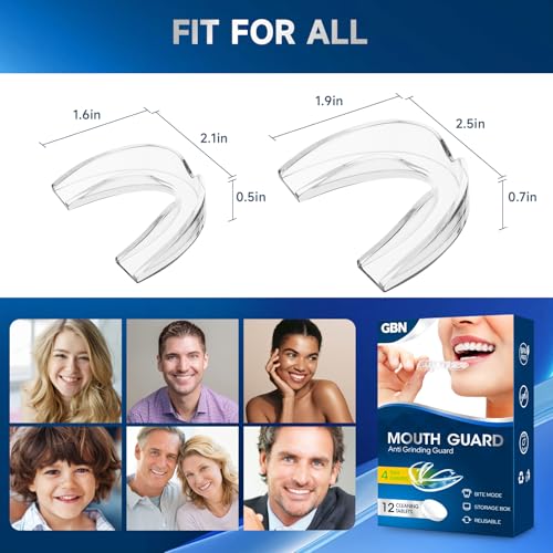 GBN Mouth Guard for Sleeping - Comfort Fit Night Guards for Nighttime Use - Reusable Mouthguard, Nightguards for Adults Includes 2 Sizes & 1 Travel Case