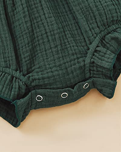 Saeaby Baby Girl Clothes Newborn Baby Romper Fall Outfits Long Sleeve Ruffle Green Romper One Piece Jumpsuit 3-6 Months Girl Clothes Winter #TOP6