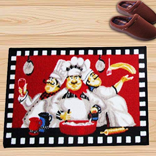 Farawamu Fat Chef Kitchen Rugs And Mats, Washable Non Slip Latex Backing Red Kitchen Rugs Door Mats, Funny Chef Decorations For The Kitchen Red #TOP5