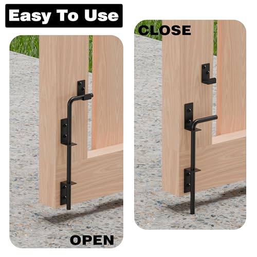 Image of 12 Inch Cane Bolt Gate Drop Rod, Square Heavy Duty Gate Latch, Cane Bolts for Wood Vinyl Metal Fences Gates-(Black Finish,1 Pack)