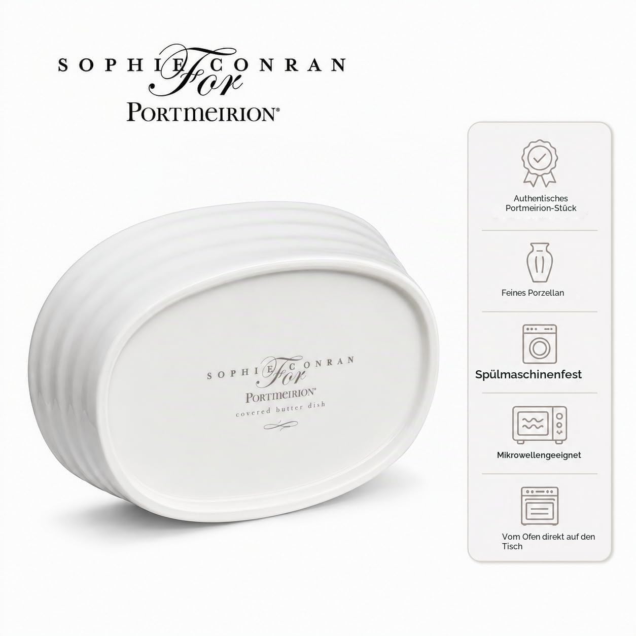 Portmeirion Home & Gifts Butterdose (Weiß)