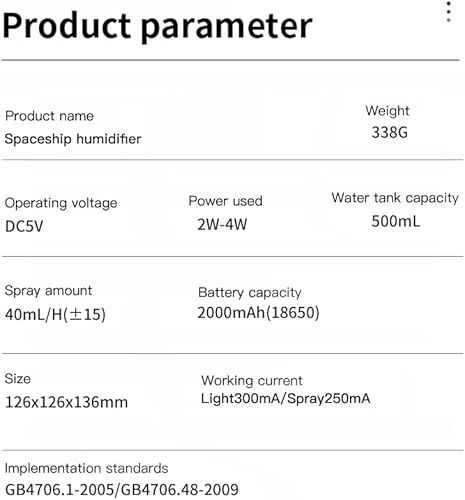 Miniatura 7 de GKI - Humidificadores de transbordador espacial con luz nocturna, mini humidificador de niebla fría de 16.9 fl oz, difusor de aire portátil, regalo