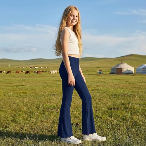 Image of ZukoCert Girls Flare Leggings, Mid Waist Bell Bottom Pants for Kids, Kids Flare Pants Size 4-13Y