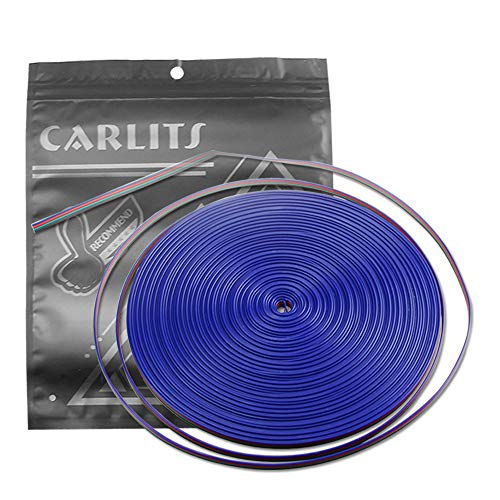 CARLITS 22 AWG 4 poliger 20m Verlängerungs Kabel Draht 22 Gauge 66ft 12V 4x0.32mm² Draht Linie Steckersatz für RGB LED Streifen 5050 3528 Cover