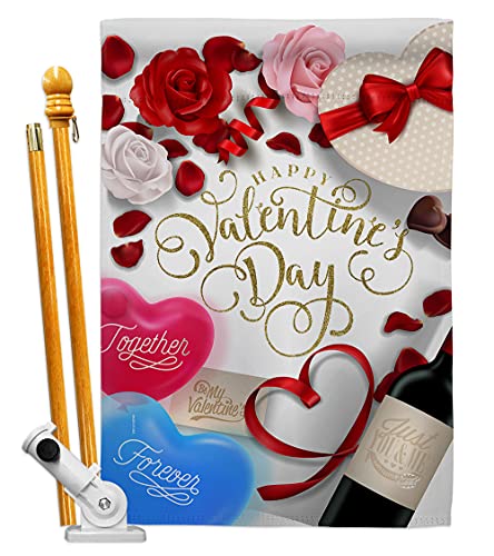 Ornament Collection Together Forever House Flag Set Spring Valentines Happy Heart Couple Romantic February Holiday Love Decoration Banner Small Garden Yard Gift Double-Sided, Made in USA