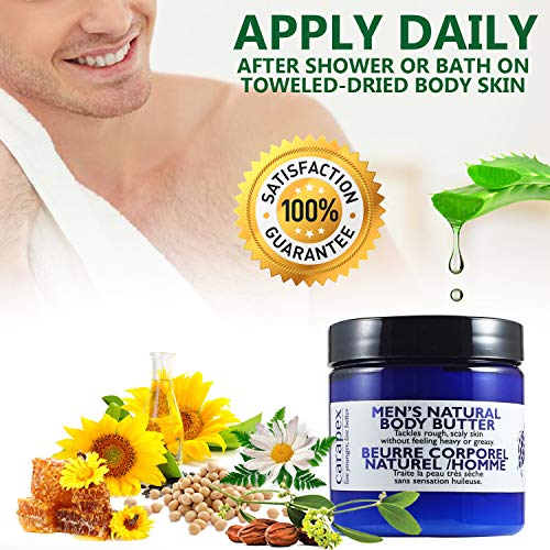 Carapex Natural Body Butter For Men, For Extreme Dryness, Extra Dry Skin, Deep Moisturizer, Unscented With Jojoba, Beeswax (Single) #TOP5