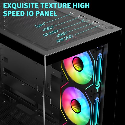Image of SAMA SV01 ATX Mid Tower Gaming Computer PC Case, Type-C Black