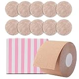 Okela Boob Tape and 10 Pcs Backless Nipple Cover Set, Breathable Breast Lift Tape Boobytape for Brea