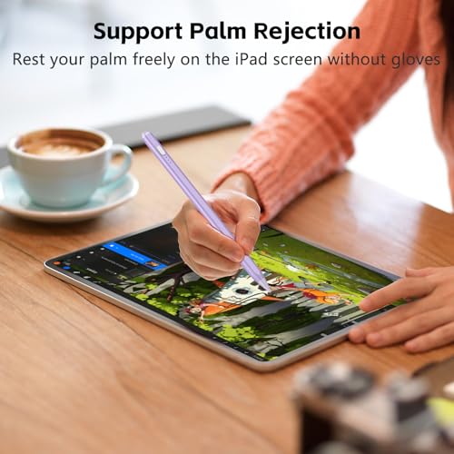 Image of TaIYanG iPad Stylus Pen for iPad 2018-2026, Palm Rejection, Fast Charging | Tilt Sensitivity, for iPad Pencil A16 /10 /9 /8 /7 /6, Pro 11 /13 inch (M5 /M4),Air M4 /M3 /M2 /5th /4th, Pro 11 /12.9 inch, Mini 6 /5, Purple