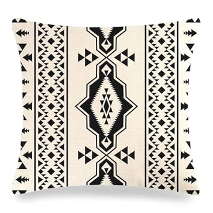 Gualiy Dekokissen Leinen, Kissenhülle 40x40 Ethno Geometrische Rhombus Dreieck Muster Kissenhüllen für Sofa Couch Wohnzimmer Stil 8