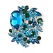 EVER FAITH Antique-Gold-Tone Austrian Crystal Party Flower Leaf Vine Brooch Green