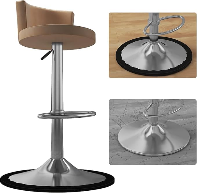 BRIOTA 2 Pcs Bar Stool Leg Protectors Ring, Chair Leg Floor Protector, No Scratches No Noise Chair Footrest Bottom Pads for 14.5" to 16.5" Round Base-Black (Black）
