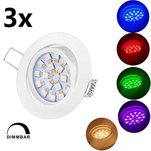 Preisvergleich Produktbild TEVEA® Ultra Flach LED RGBW Einbaustrahler - Lampe mit Fernbedienung - Partylicht - Partyleuchte - Dimmbar Warmweiß - Einbauleuchte - Einbauspot (Weiss)