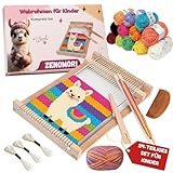 ZENOMORI Premium Webrahmen für Kinder ab 4 Jahre zum Weben und Stricken  DIY Holz Webstuhl Kreatives Bastelset 29x19cm mit farbiger Wolle Schulwebrahmen für Anfänger und Schüler