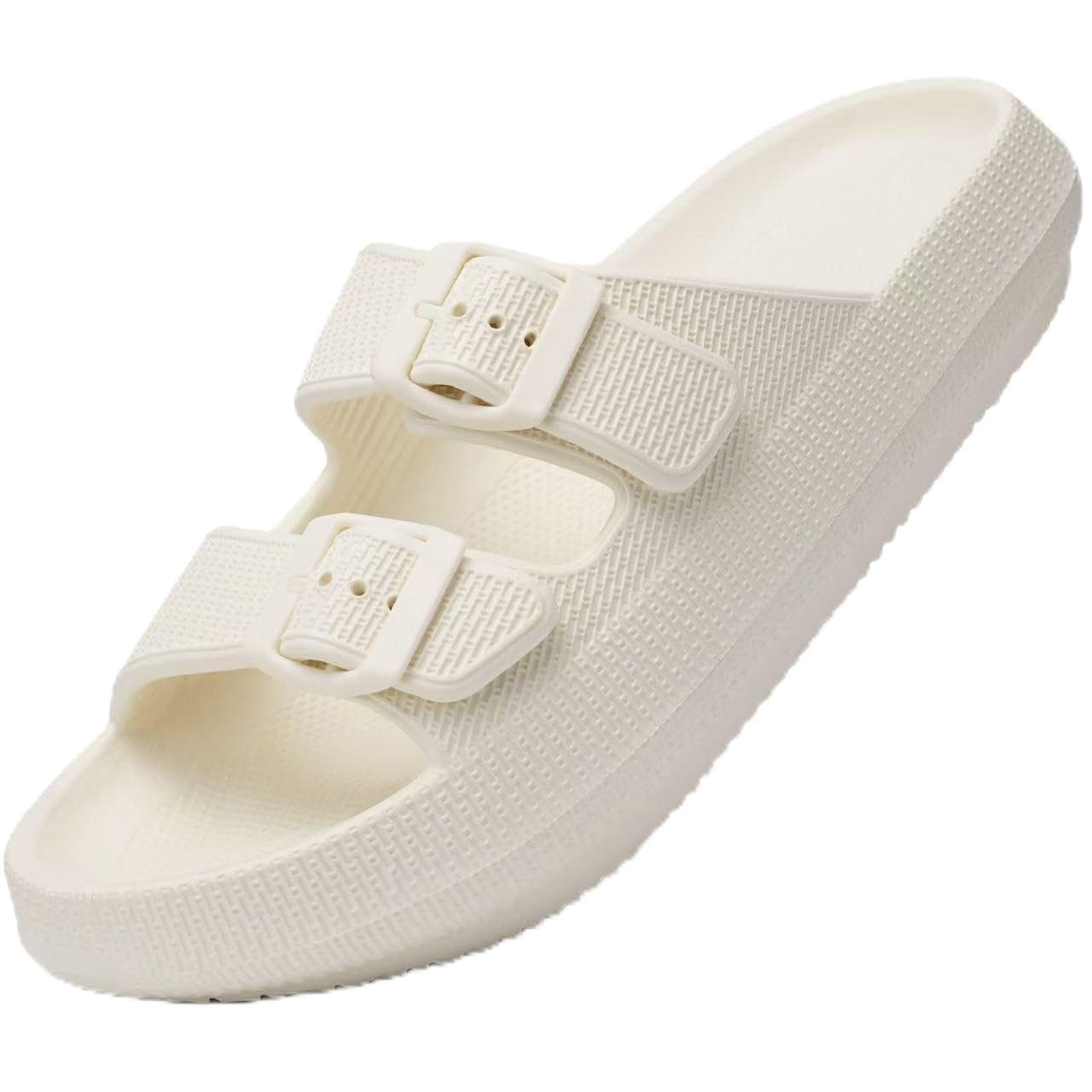 Dodow Womens Slide Sandals Adjustable Soft Cloud Comfort Slip On Flat Sandals