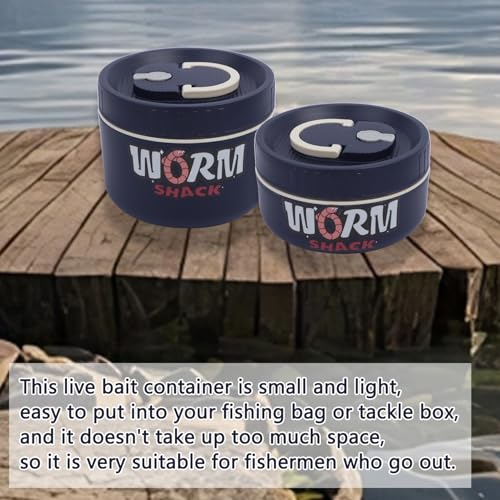 VKVXCLON 2Pcs Live Bait Storage,Fishing Bait Container, Stainless Steel Worm Storage Box, Nightcrawler Box, Bait Tank, Compact and Durable,Small and Portable, Keeps Bait Fresh and Alive (Blue) - Thumbnail 7